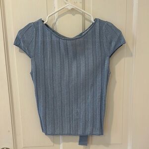 Blue Ribbed Women's Top